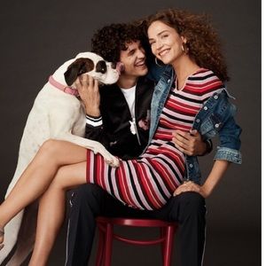 Bar III Striped Ribbed Metallic Body Con Dress - M